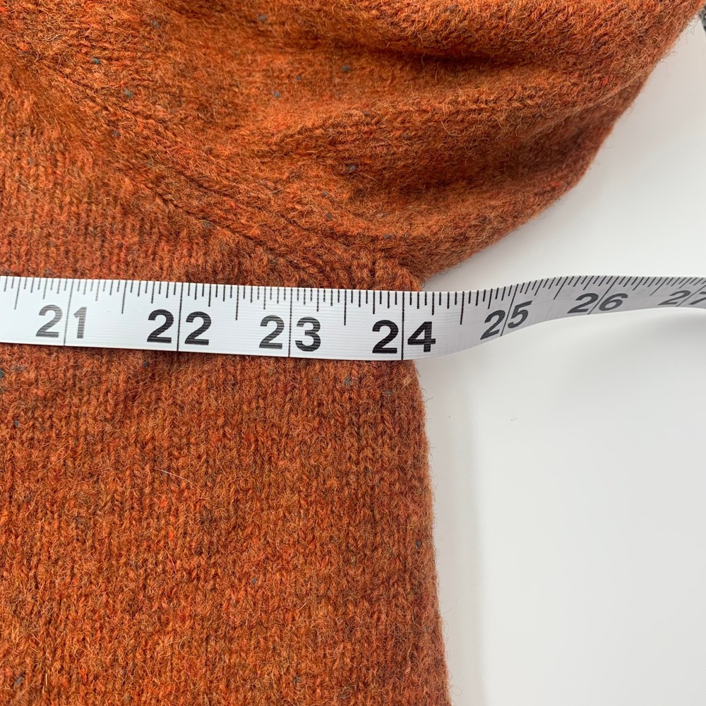 LL Bean Shetland Wool Quarter Zip Mens XL Orange Excellent Elbow Patches 285327 - Picture 8 of 8